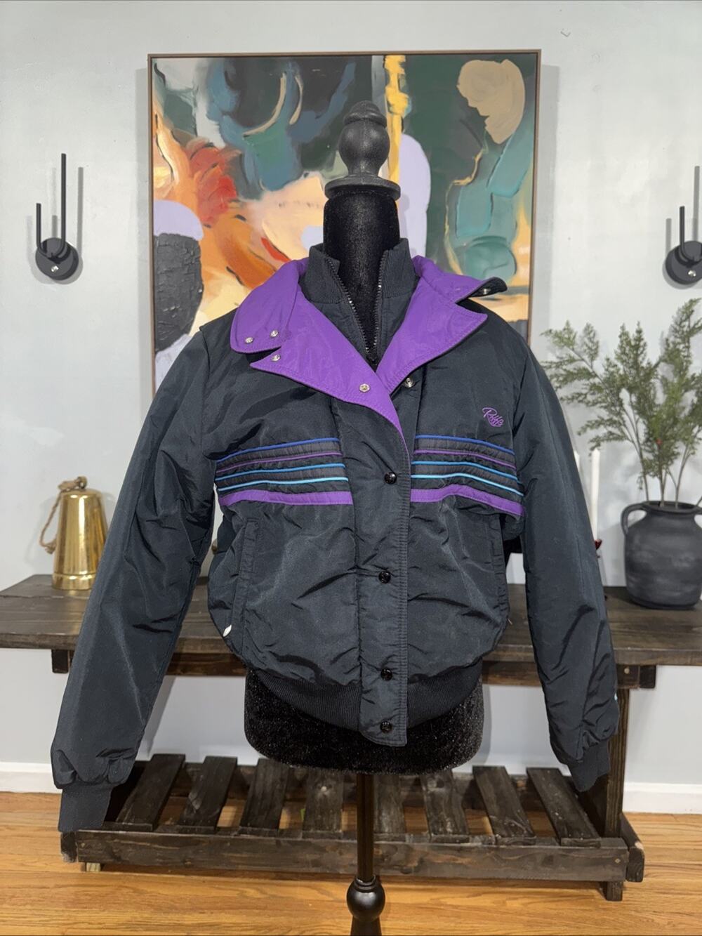 VTG Roffe Ski Snow Jacket 80s 90s Made In USA Womens Sz 12 Bomber Retro Oversize